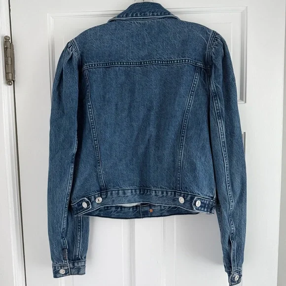 7 FOR ALL MANKIND Puff Sleeve Denim Jean Jacket - M - Picture 4 of 5